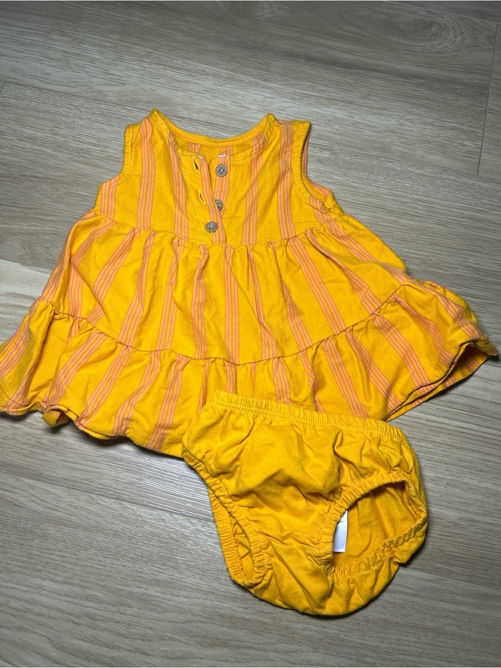 Carter's Yellow Striped Dress with Matching Yellow Diaper Cover